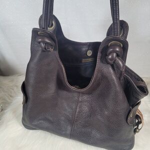 Jacqueline Jarrod Dark Brown Pebble Leather Shoulder Bag